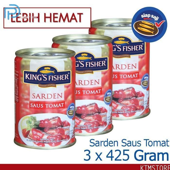 

BARU KTMSTORE KING'S FISHER PAKET 3 PCS SARDEN SAUS TOMAT 425G MAKANAN KALENG KINGS FISHER