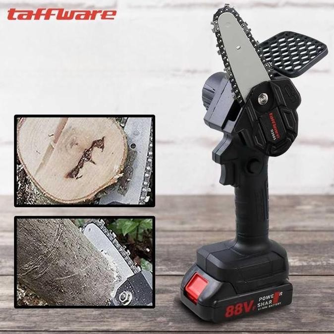 populer] Mesin Gergaji Listrik Mini 88V Taffware D2605 Senso Rantai Elektrik Pemotong Kayu Cordless 