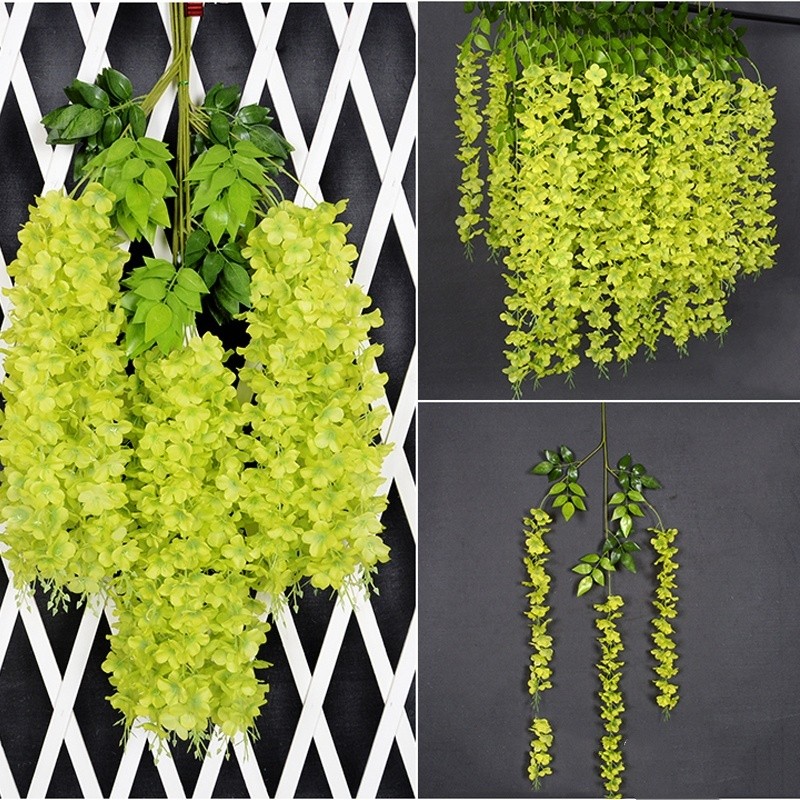Bunga Gantung Tanaman Hias Indoor Plastik Artificial / Bunga Hias Wisteria Ornamen Tanaman Flower