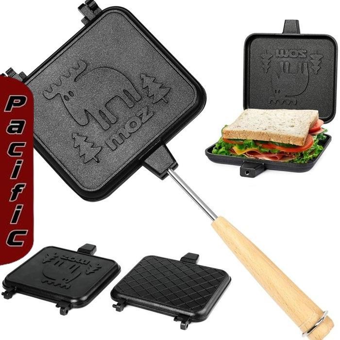 Promo Cetakan Sandwich Roti Bakar Panggang Kompor Manual Press Motif Moz Rusa Teflon Lipat Anti Leng