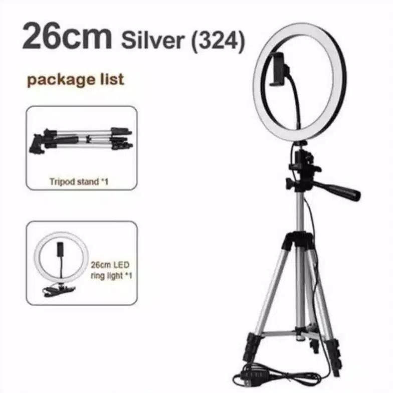 Tripod 1m 3110 + Ringlight 26cm - Paket Lengkap Ringlight 26cm + Tripod 1m