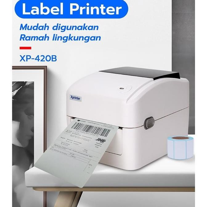 NEW BARCODE PRINTER THERMAL XPRINTER XP-420U SUPPORT 110MM / A6 - ALAMAT SHOPEE / EKSPEDISI