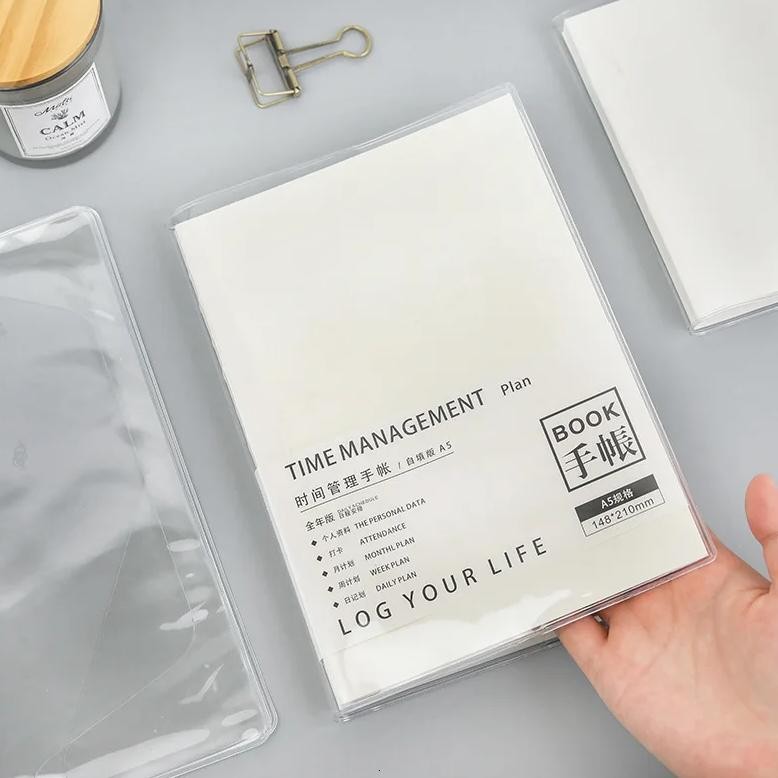 

Transparent Notebook Cover A5A6 Planner Inner Core Refill Paper Protective Shell For Note For Midori Diary Book School Supplies