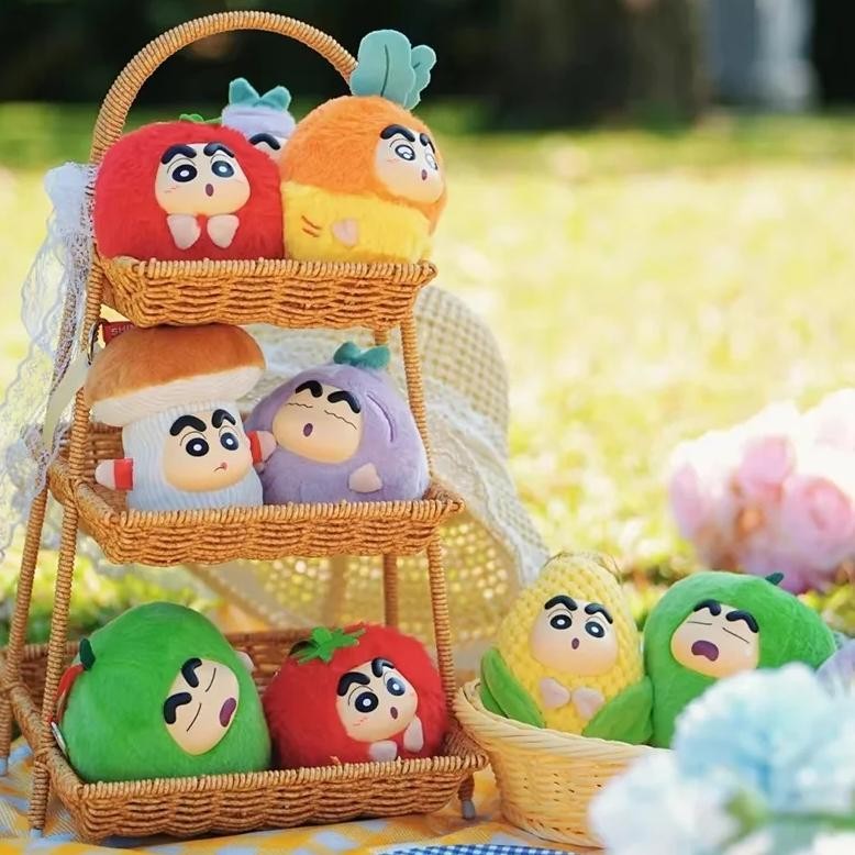 

Crayon Shin Chan Soft Vinyl Figure Blind Box Toy Vegetable Head Cover Shin Chan Soft Doll Keychain Bag Pendant Kids Gift