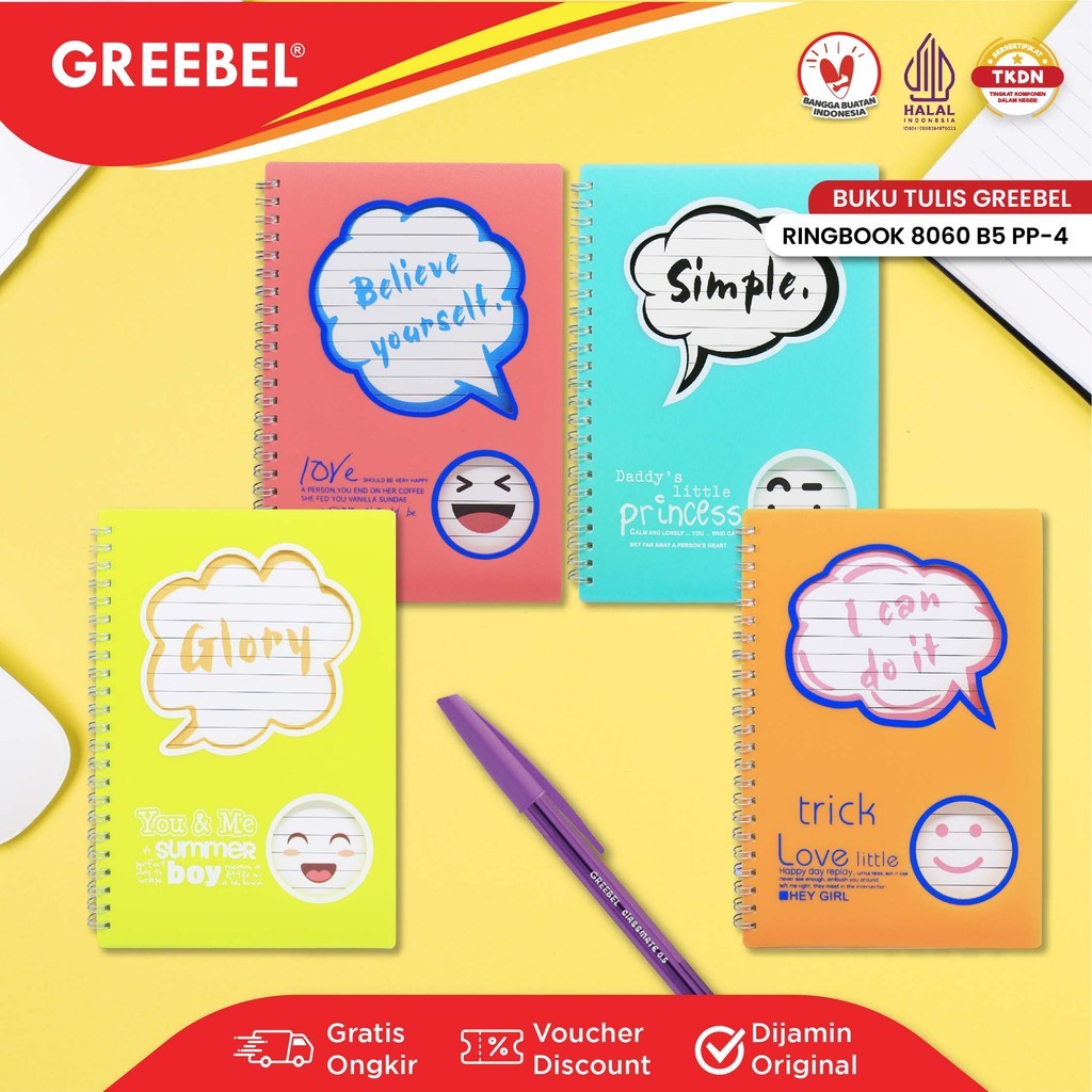 

GREEBEL RINGBOOK 8060 B5 PP- 4 / Agenda Planner Lucu unik / Buku Catatan Spiral Ring book isi 60 halaman