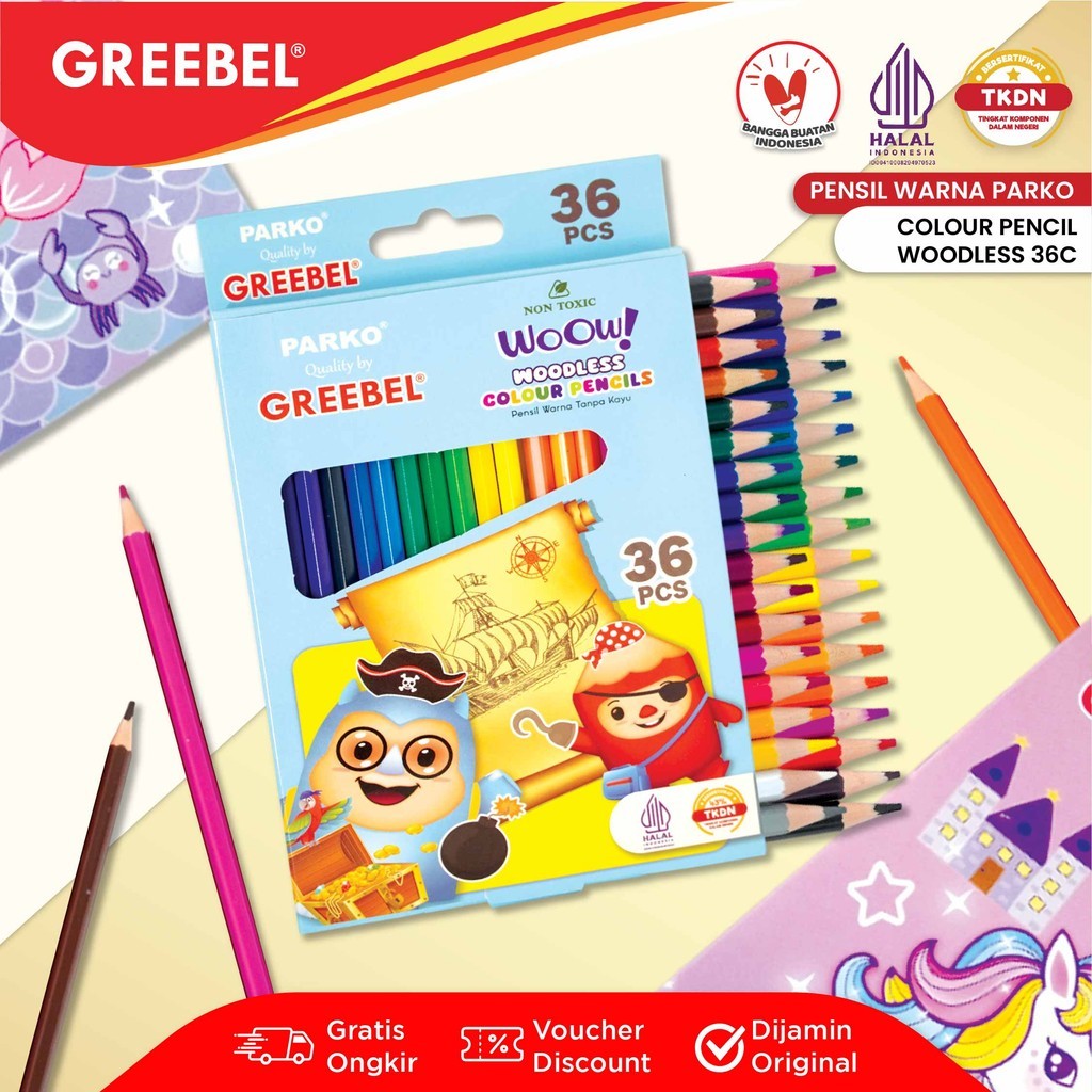 

PARKO Pensil Warna 36 Warna / Woodless Colour 36 Warna (36 PKW-909) / Colored Pencil / Warna Lebih Nyata