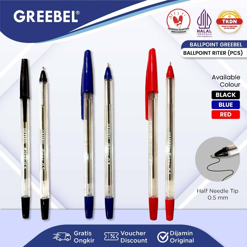

GREEBEL Pulpen Ballpen / Riter 0.5 (1PCS) / Ballpoint Bolpen Bolpoin Pena Gel