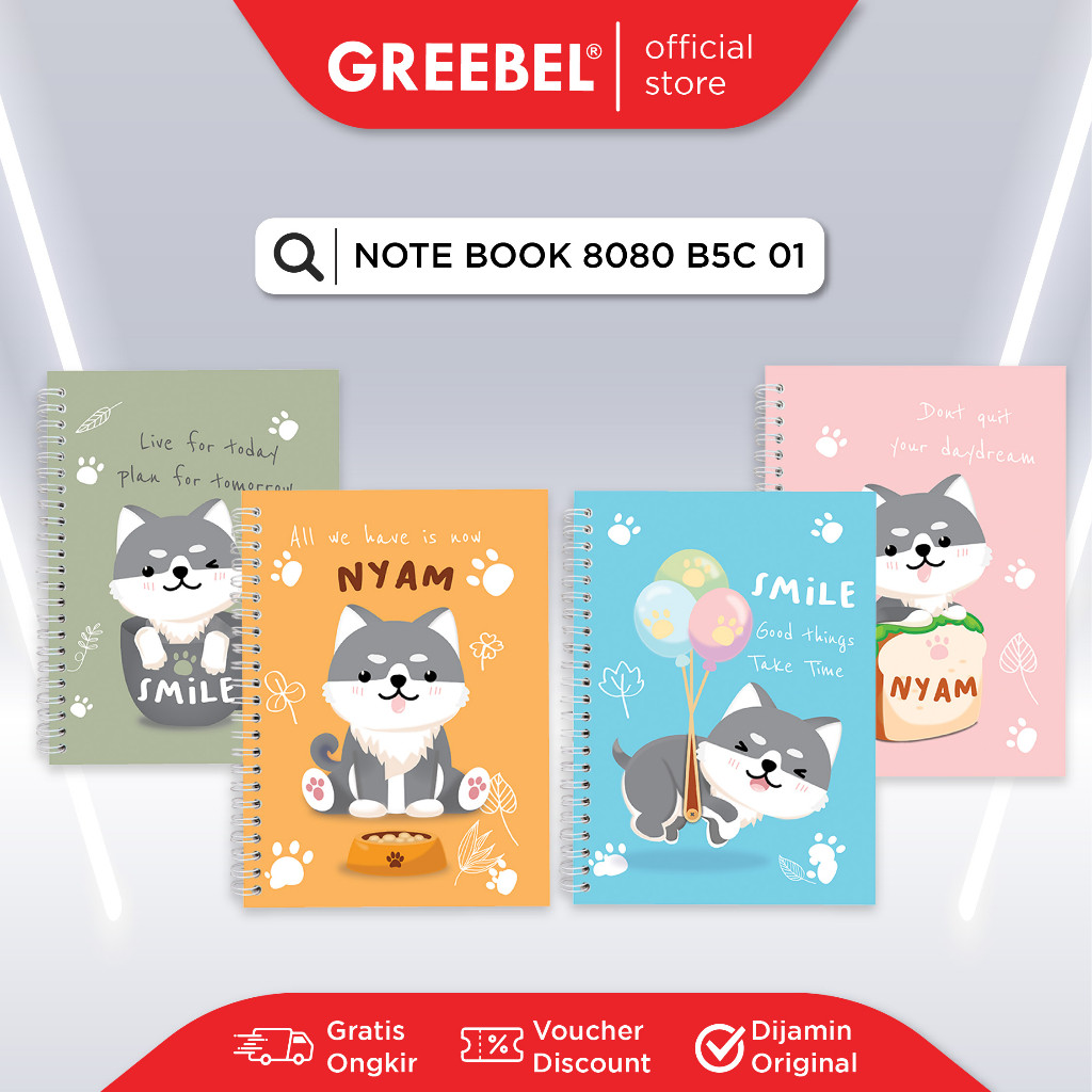 

GREEBEL RINGBOOK 8080 B5C 01 /Agenda/Planner Lucu unik/Buku Catatan Spiral Ring book 80 halaman