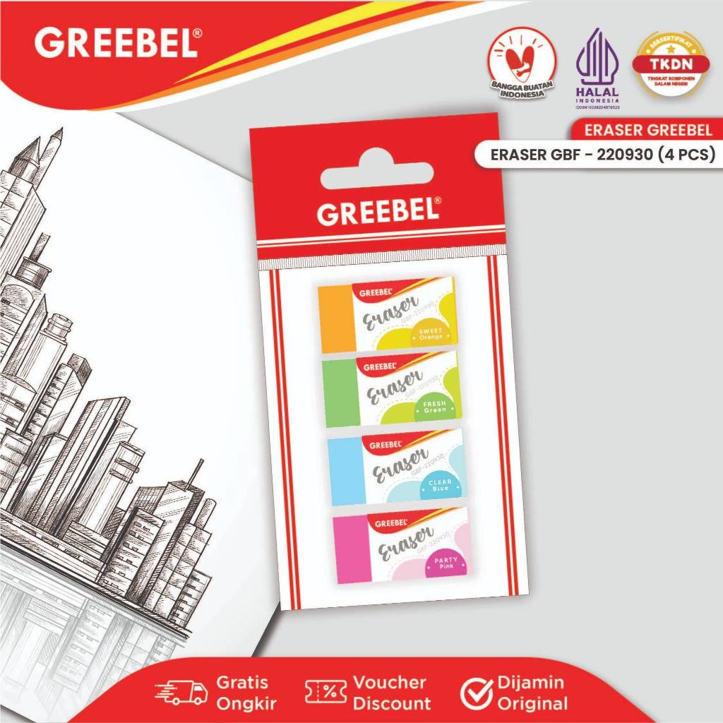 

GREEBEL Eraser Stip Hapusan GBF- 220930M (4PCS/SET) Penghapus Pensil