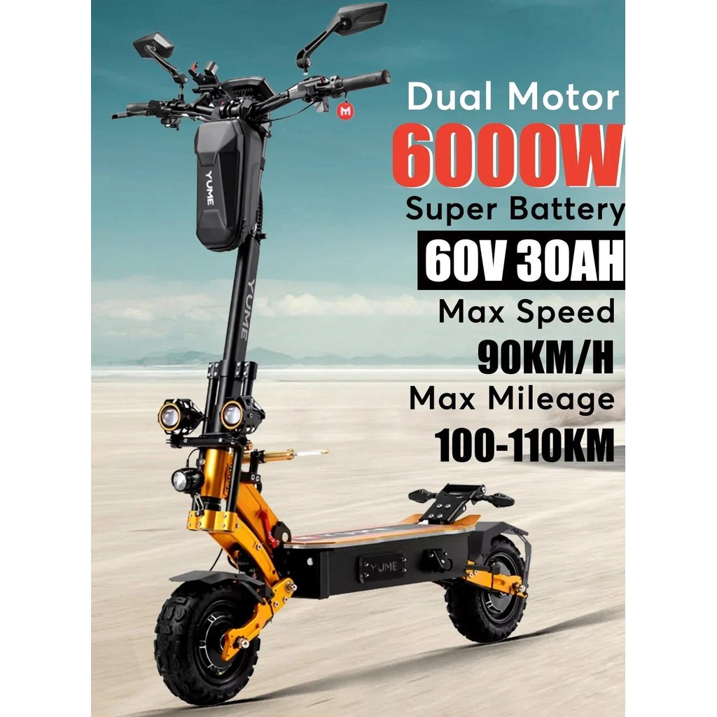 YUME X11+ 6000W Dual Motor Electric Scooter 60V-30AH Adult Off-road Electric Scooter Max Speed 95KM/