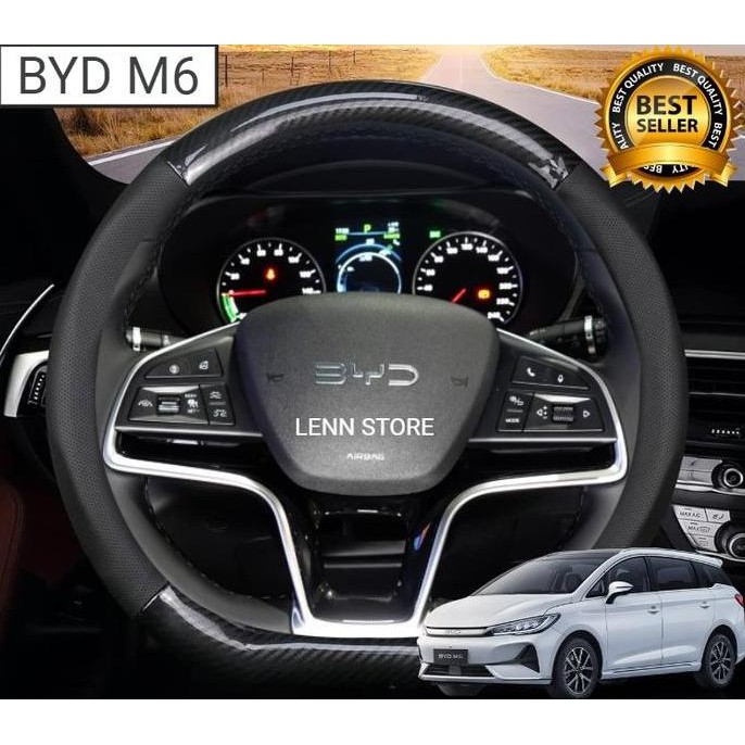 Cover Sarung Stir Carbon Mobil BYD M6 2024 2025