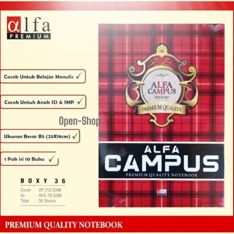 

READY STOCK [10 Buku] Buku tulis BMC/ALFA Campus 36 lembar / buku catatan ukuran boxy panjang