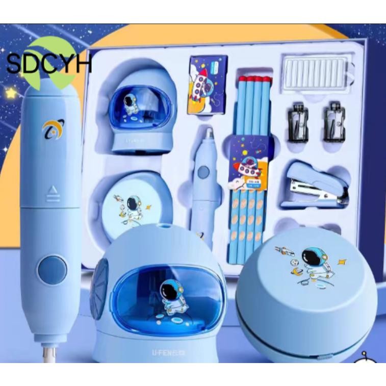 

TERMURAH SDCYH Electric Stationery Set / Set Alat Tulis Elektrik Rautan Penghapus Vacuum Pensil 11 In 1 Siap kirim