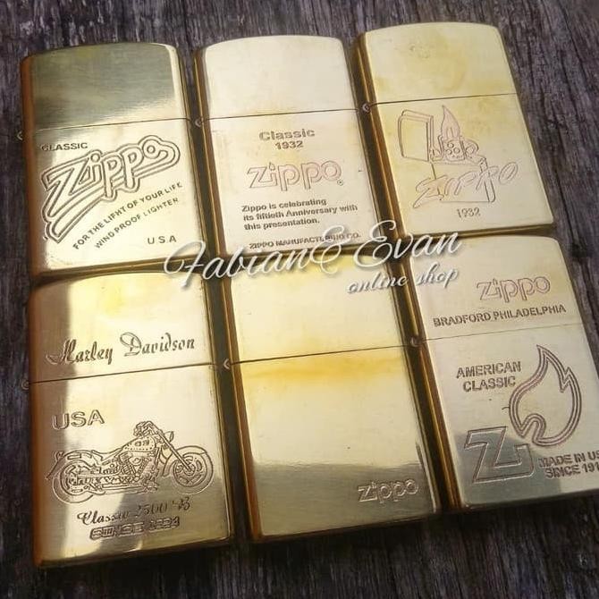 Korek Api Zippo Emas Gold Denting  Hight Quality - Random