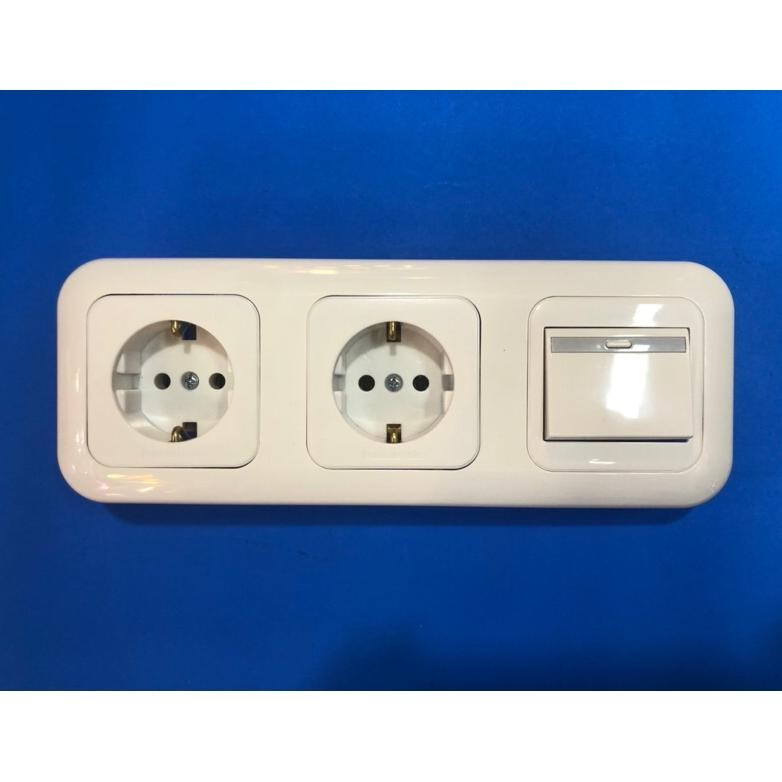 Stop Kontak Double Plus Saklar Single Panasonic 3 Gang