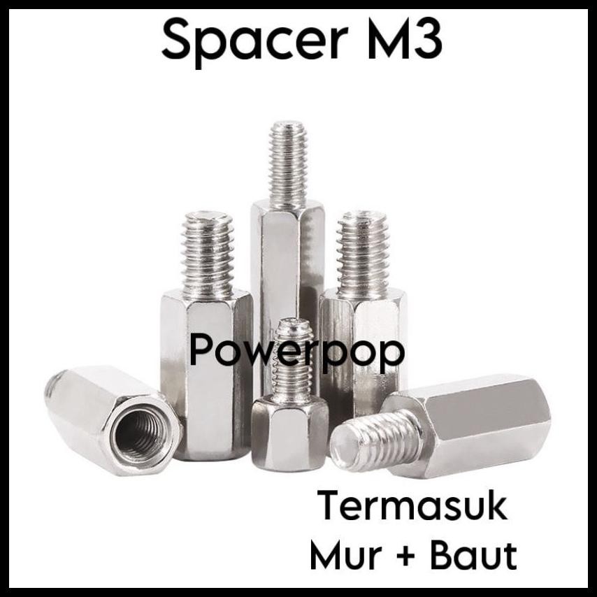 SPACER KAKI PCB M3 1CM 1.5CM 2CM 2.5CM 3CM SPICER STAINLESS PCB + MUR BAUT