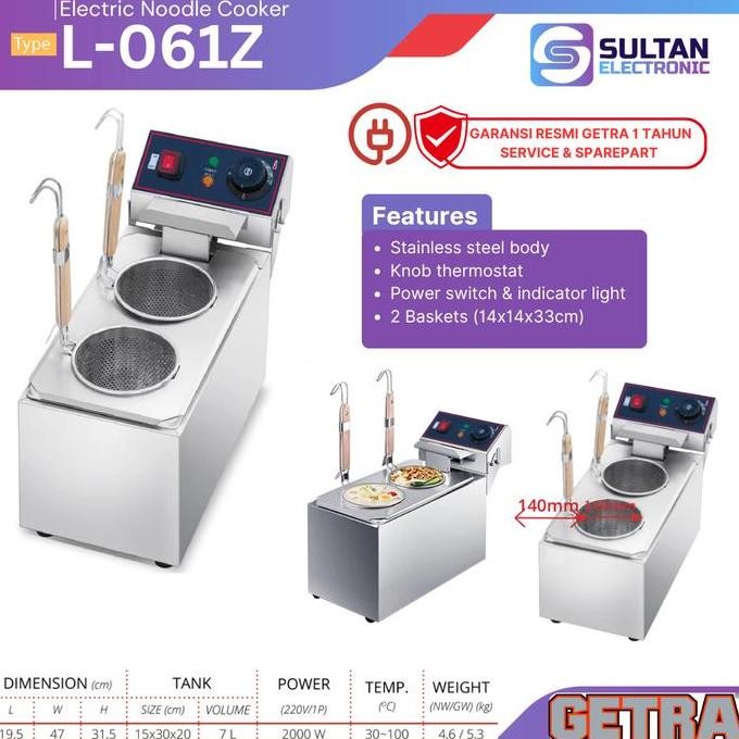 Getra Electric Noodle Cooker L-061Z / L 061Z / Alat Masak Rebus Mie Listrik Garansi Resmi