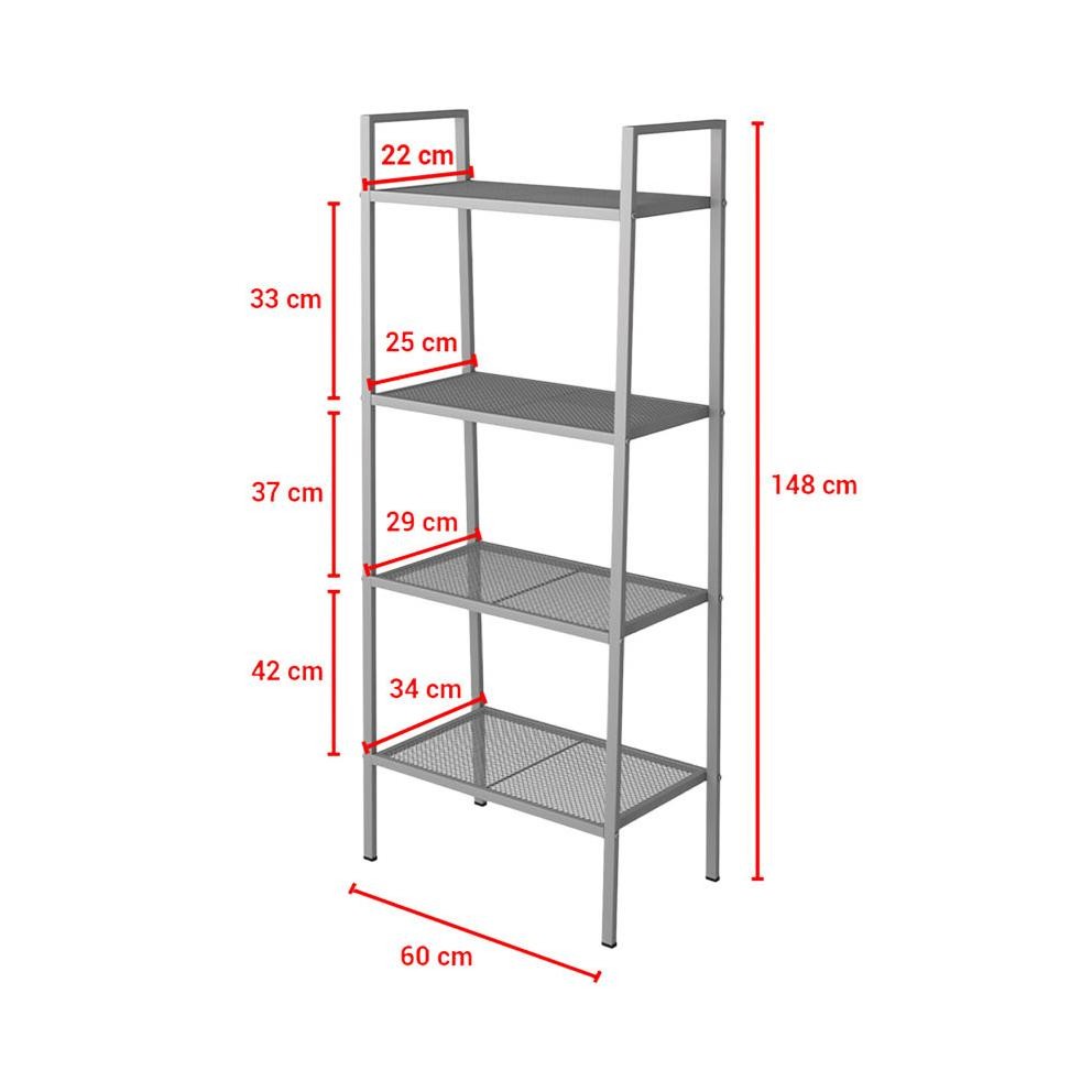 Informa Libie Rak Besi 4 Tingkat - Abu-Abu Storage Rack Metal Tempat Penyimpanan Serbaguna Rak Pajan