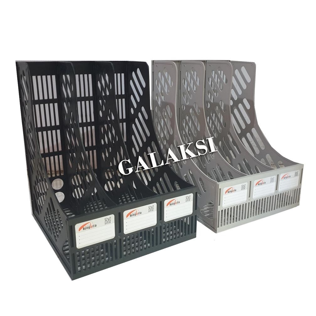 

Box File Plastik 3 Susun Warna Abu-Abu, Hitam, Biru