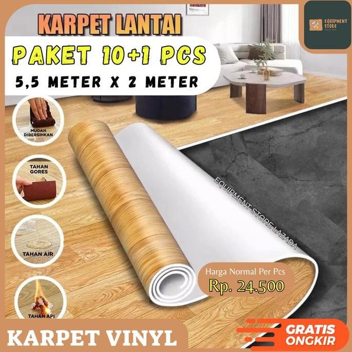 PAKET 10+1 PCS (5.5 METER x 2 METER) KARPET LANTAI VINYL TEBAL