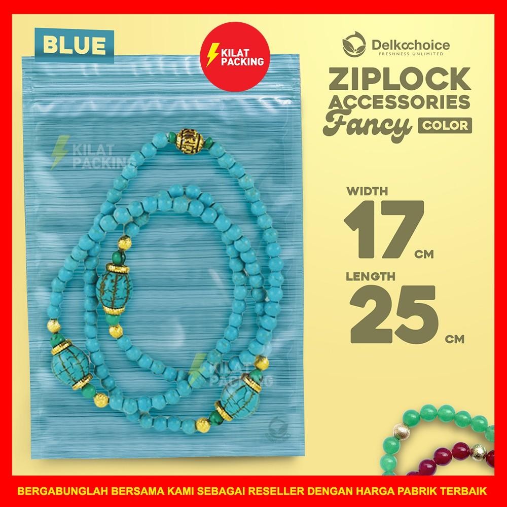 Plastik Klip Kombinasi Aksesoris / Snack / Bubuk - Lay Bag Zipper Ziplock Varian Blue Line Satuan