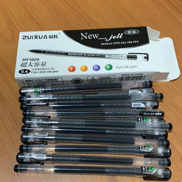 

Pilihan Tepat (12Pcs) Bolpen New Jell Hitam Biru Merah / Gel Ink Pen Zuixua Apple