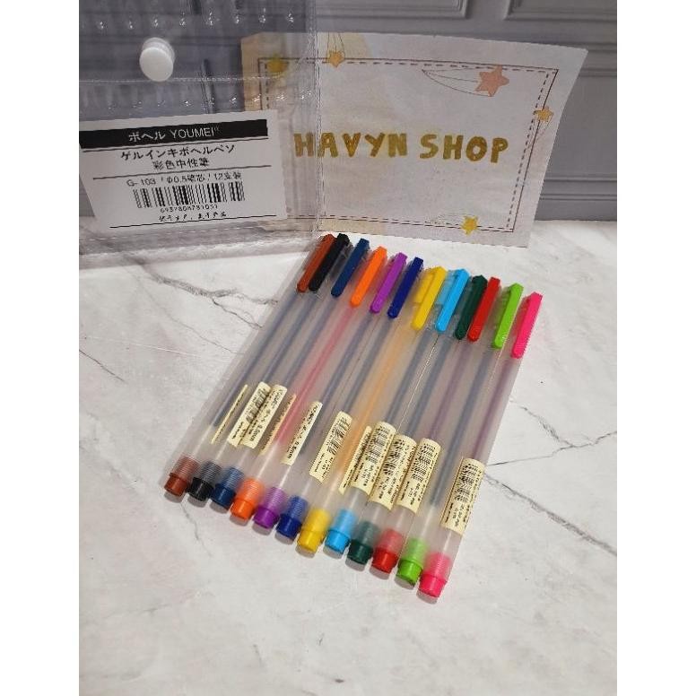 

Bermutu (12Pc) Pen Gel Warna Warni Youmei/Gel Pen Warna Warni