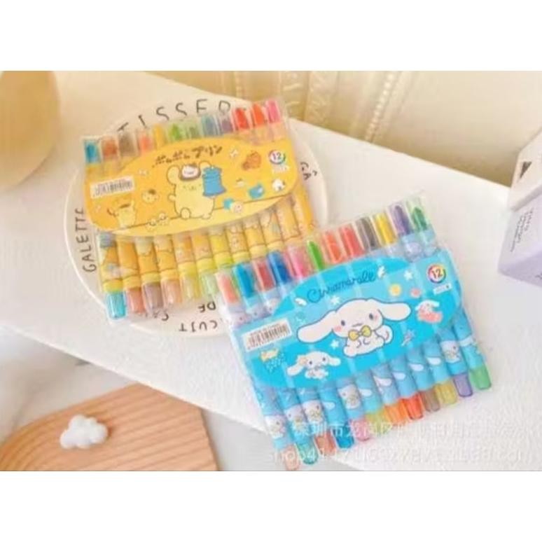 

Waktu Terbatas [Zen] Pensil Warna/Stik Crayon Putar 12Warna Motif Karakter Sanrio Labubu Mix Murah