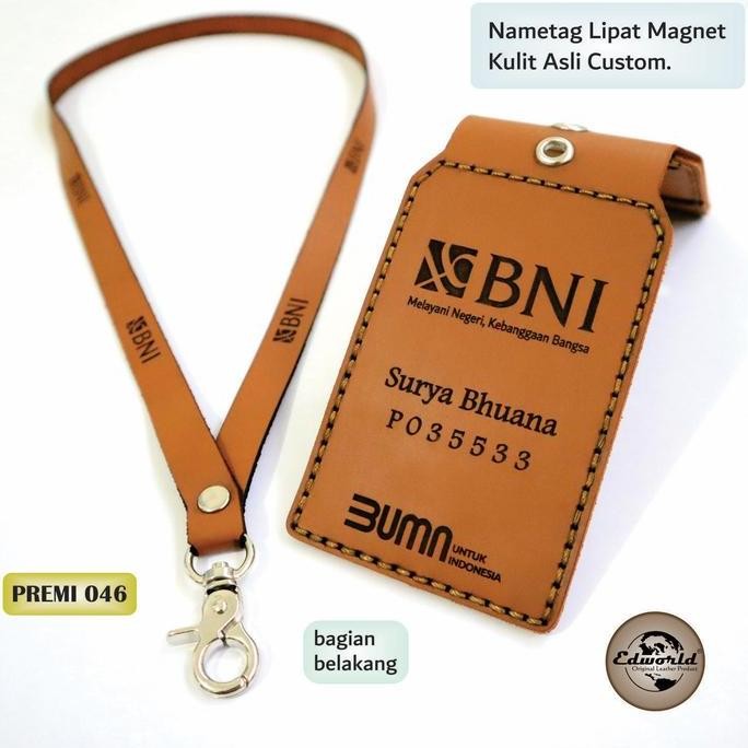 

JUAL Nametag Lipat Magnet Kulit Asli Custom