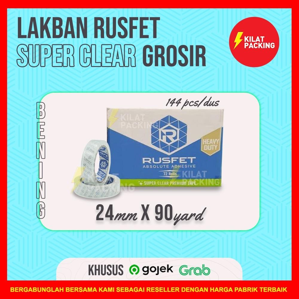 

Lakban Rusfet Bening Premium Quality 24Mm X 90Yard 1 Dus-Gojek/Grab