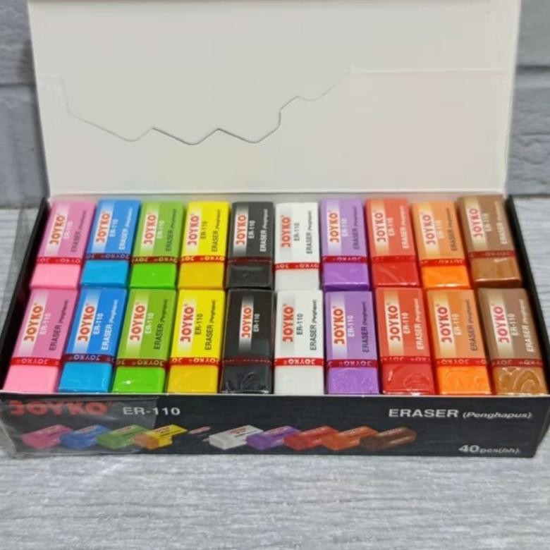 

Aman Terbaik Promo 10Pcs Penghapus Pensil Joyko Kecil#Warna Hitam, Putih, Dan Multi Warna