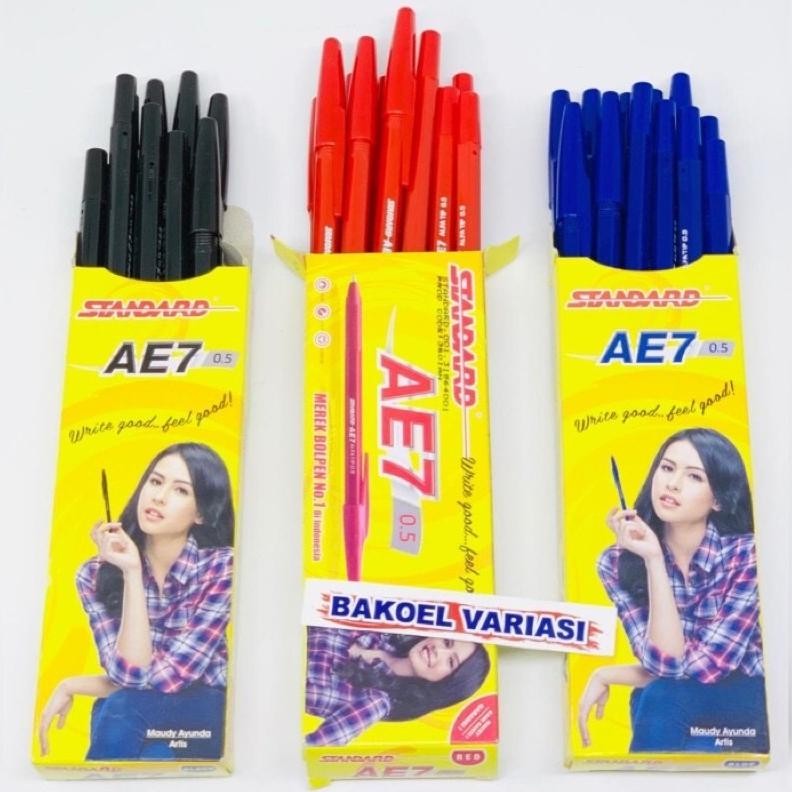 

Praktis (1 Pack )Pulpen Standart Ae7 Bolpoint Bulpen Hitam, Merah, Biru Ori