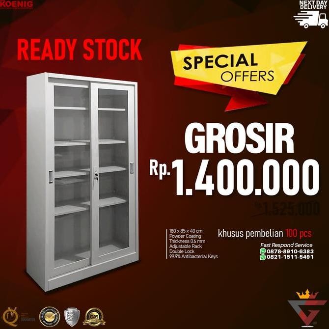 

HOT PROMO Lemari Arsip Besi Pintu Geser Sliding Kaca Kantor Dokumen
