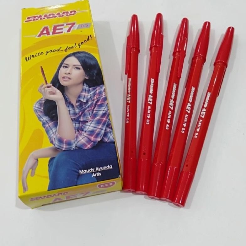 

Free Ongkir (1 Pack )Pulpen Standart Ae7 Bolpoint Bulpen Hitam, Merah, Biru Ori
