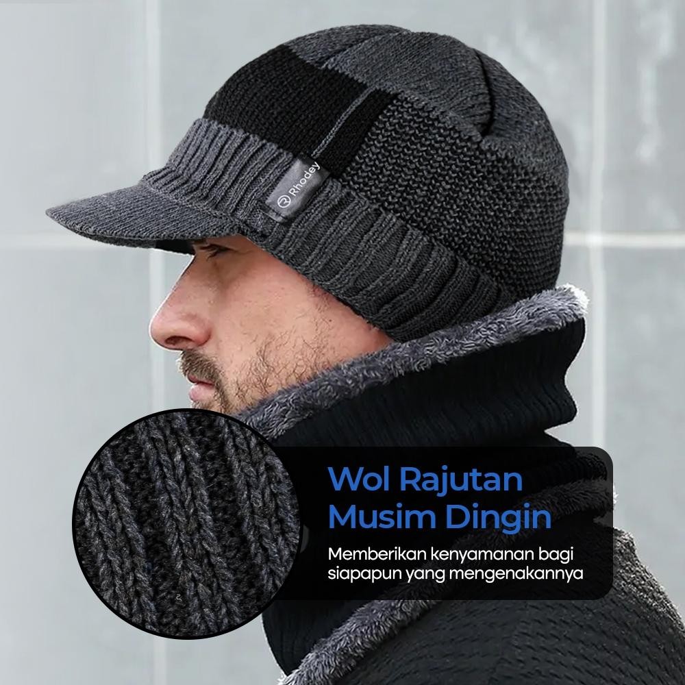Topi Musim Dingin Rajut Pria Beanie Cap Hiking Camping Naik Gunung Musim Dingin Rajut Winter Knitted
