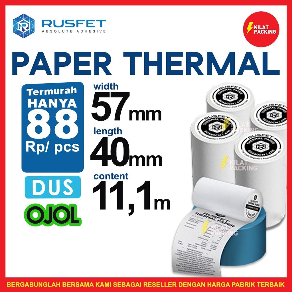 

Kertas Thermal Struk Kasir Paper Thermal 57X40Mm Rusfet Dus Ojol