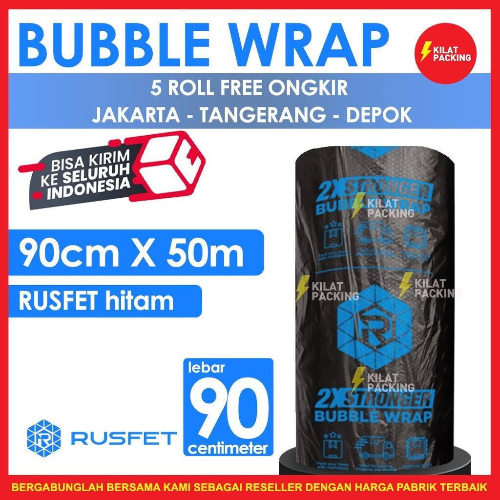 

Bubble Wrap Rusfet Hitam 90Cm X 50M Tebal Plastik Bubblewrap Roll