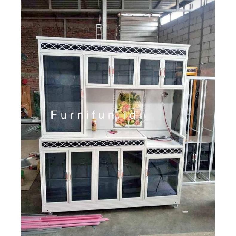 Rak Piring Aluminium / Kitchen Set Aluminium / Lemari Piring / Rak Piring kaca