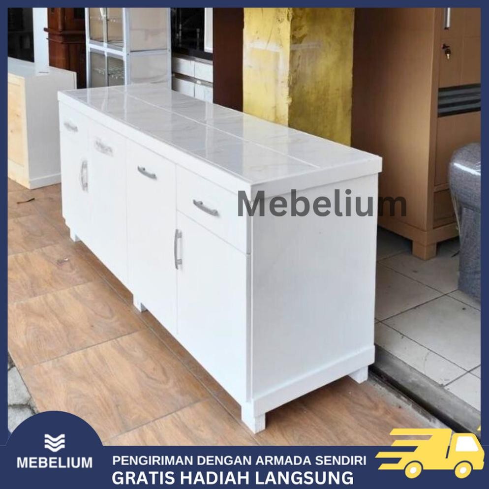 [ORI] Meja Dapur Kitchen Set Bawah Kayu Solid | Meja Kompor Rak Piring | Lemari Dapur Bawah Serbagun