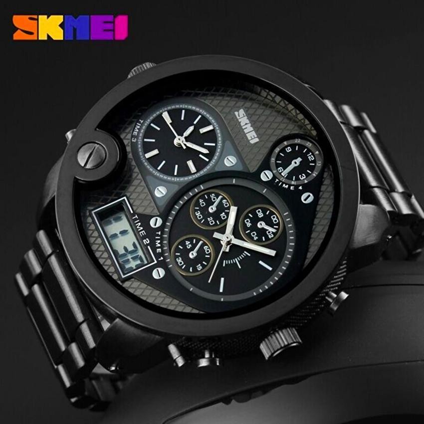 Skmei Jam Tangan Pria Digital Analog Jumbo Dual Time Water Resistant Anti Air Wr 30M Tali Strap Besi