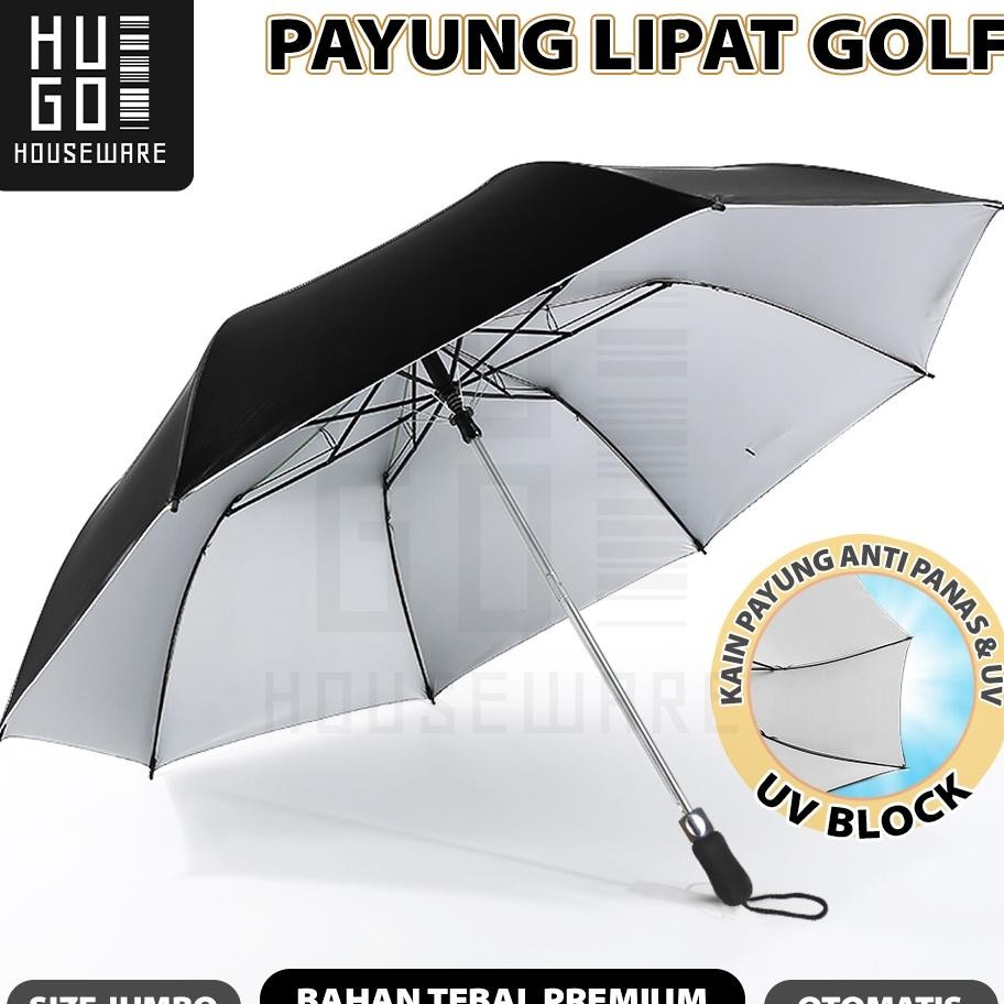 Hugo Payung Lipat Golf Bear Mewah Jumbo Otomati Polo Lipat Dua