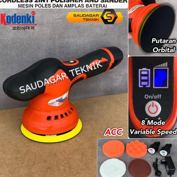 Promo | Mesin Poles Dual Action Baterai Kodenki Amplas Sander Orbital Cordless