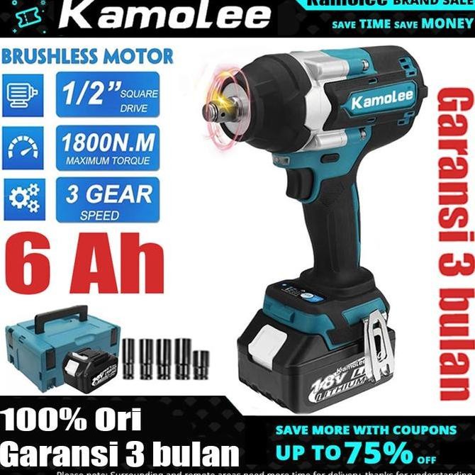 Promo | Kamolee Dtw700 1800Nm Impact Wrench Cordless - Mesin Impact Wrench