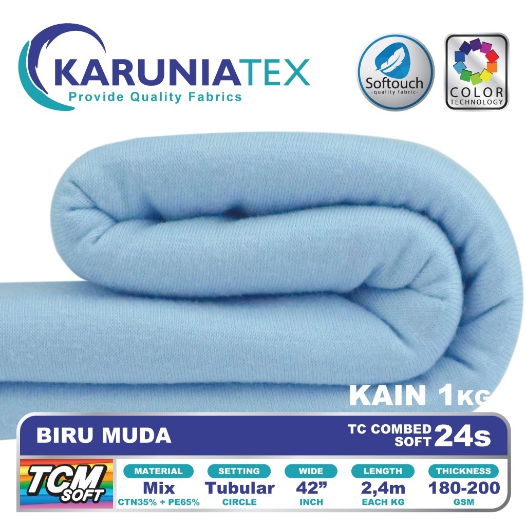 Kain Kaos TC Combet 24s Kiloan | Biru Muda | Karunia Textile
