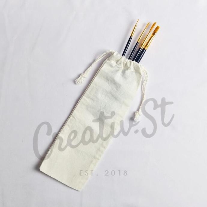 

Termurah !!! Maketh Pouch Cat Tempat Kuas Alat Tulis Pensil Serbaguna Warna Putih Sleting Serut