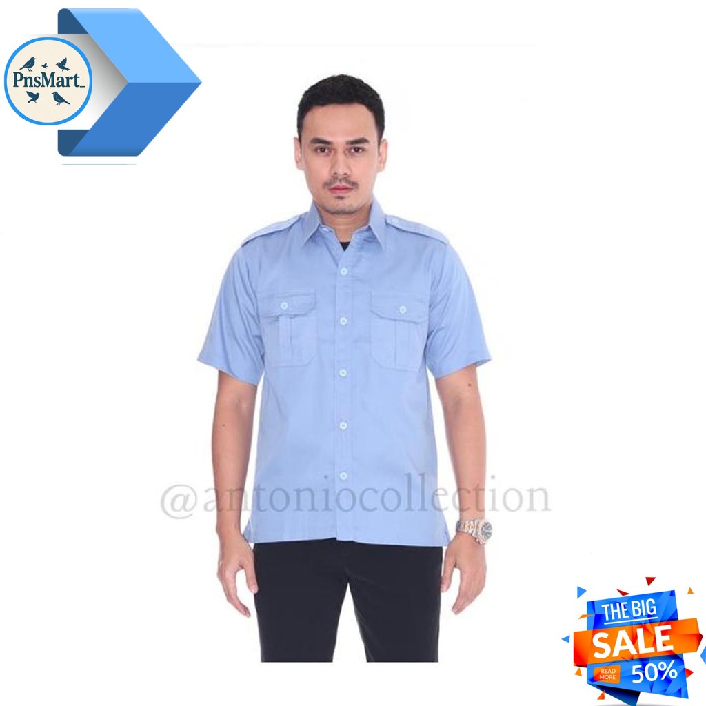 KEMEJA / BAJU PDH , PNS , DINAS , PEMDA BIRU MUDA LANGIT LENGAN PENDEK