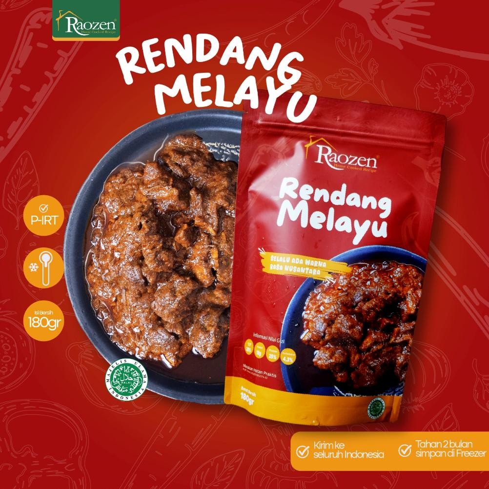 

TERMURAH Raozen Rendang Melayu Full- Rendang Sapi Asli Minang Padang Menggunakan Daging Has Premium - 180gr Siap kirim