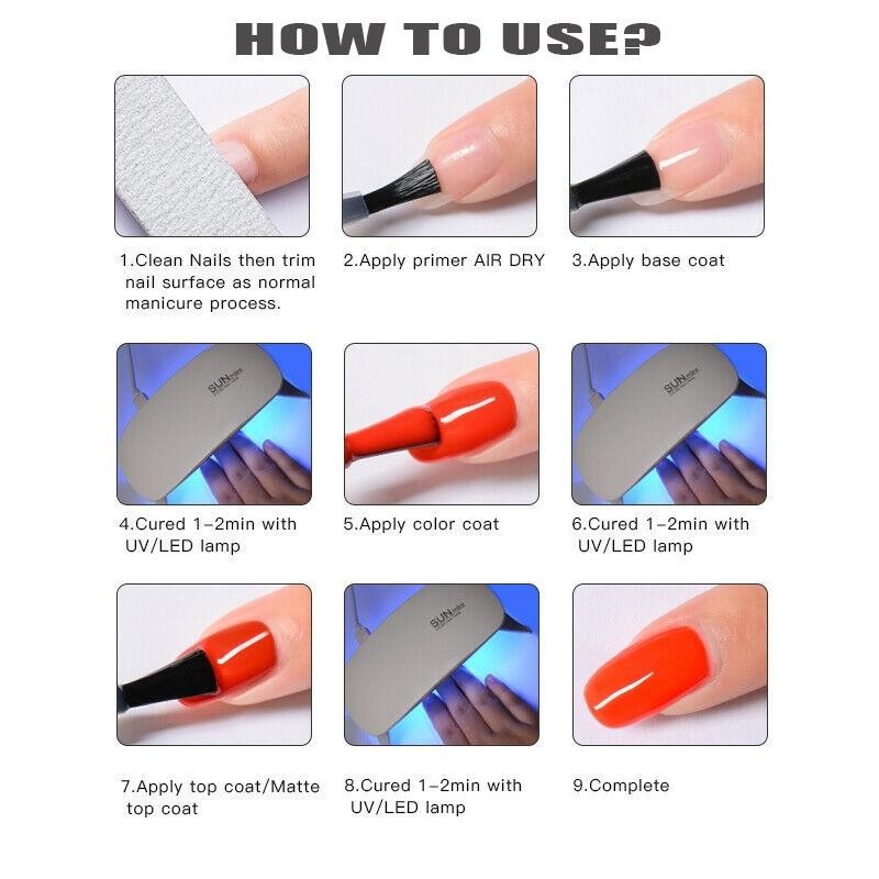 6 Warna Kuku Gel Set Lampu Kuku Uv, Paket Nail Art Lengkap Nail Art Set Nail Art Brush