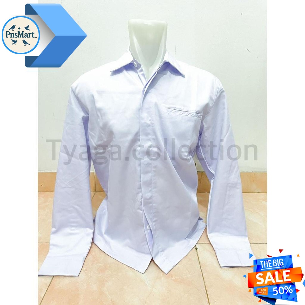 SERAGAM KEMEJA KANTOR POLOS KANTONG SATU LENGAN PANJANG , BAJU PNS, BAJU DRILL, BAJU PDH