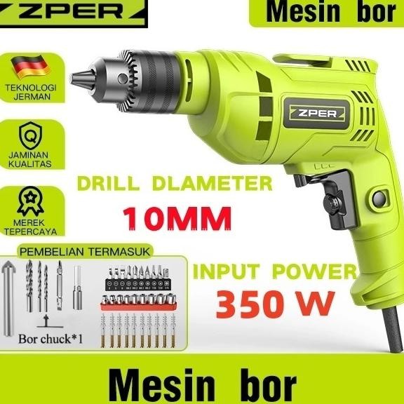 ZPER Mesin Bor Tangan Bor Listrik Set Lengkap Bolak Balik Electric Mata Bor  Berkualitas Melobangi t